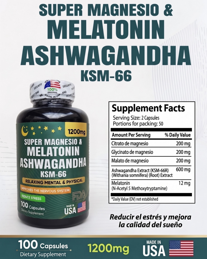 Super Magnesio & Melatonina + Ashwagandha